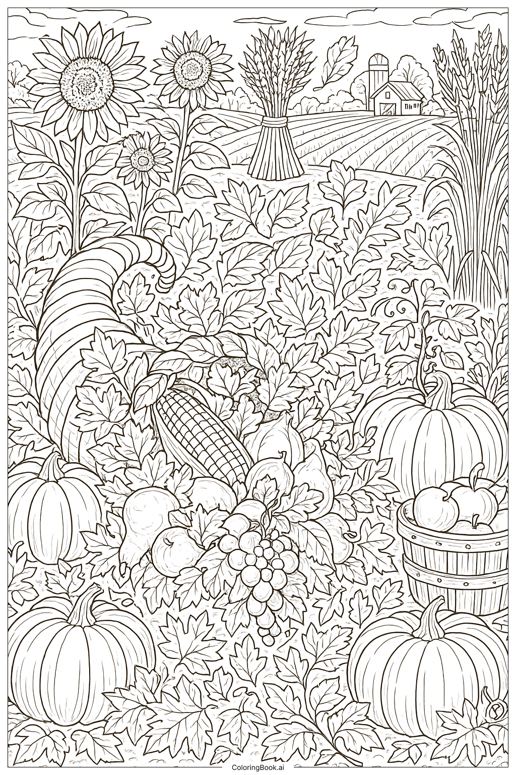  Trang tô màu A Full Harvest Scene With A Cornucopia 