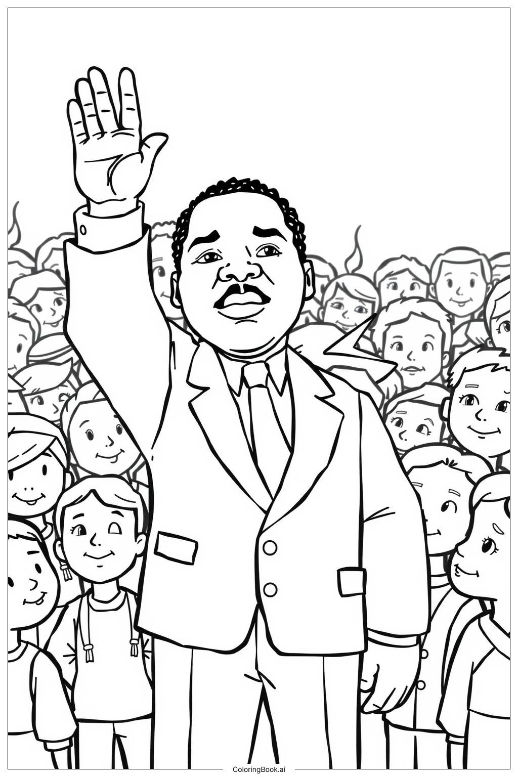  Página para colorear de martin luther king Liderando una Demostración Pacífica 