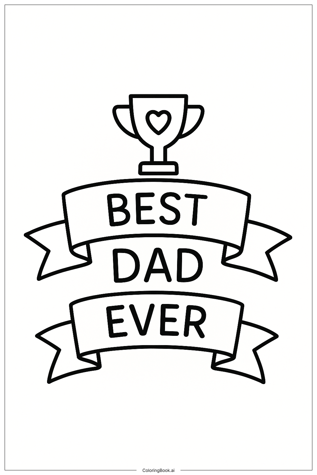 Fathers Day Best Dad Ever Ribbon Coloring Page