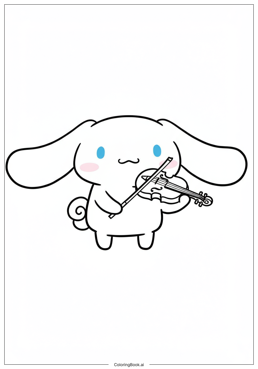  シナモロール バイオリンを演奏するの塗り絵ページ 