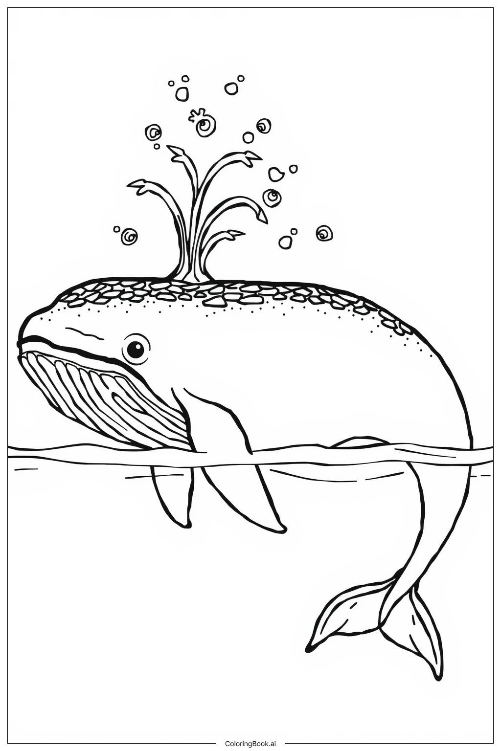  Page de coloriage Baleine crachant de l'eau-2 