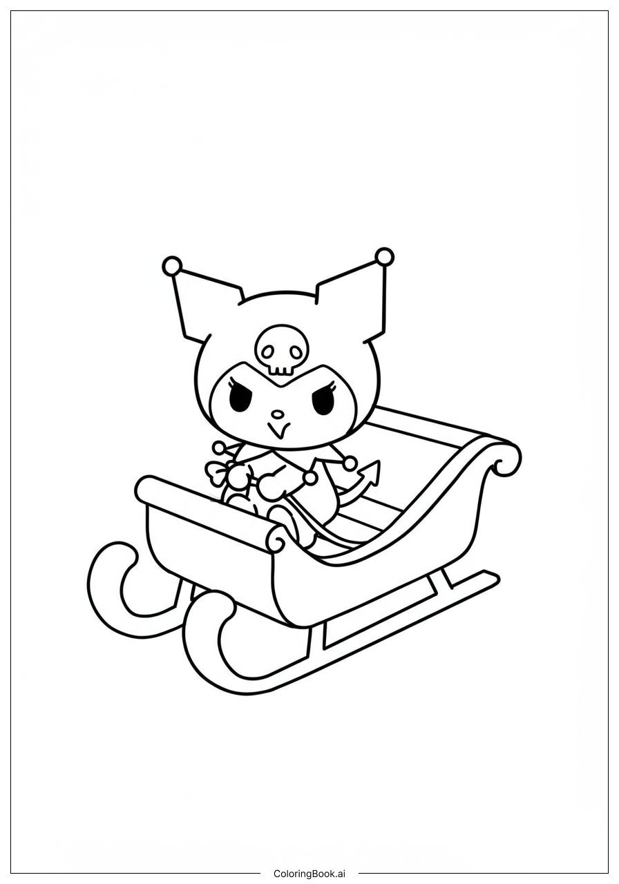  Page de coloriage Kuromi dans un traîneau 
