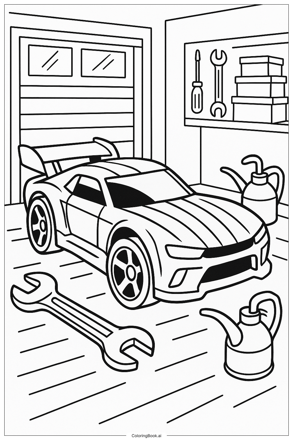  Hot Wheels Car Getting A Tune-Up Coloring Page 
