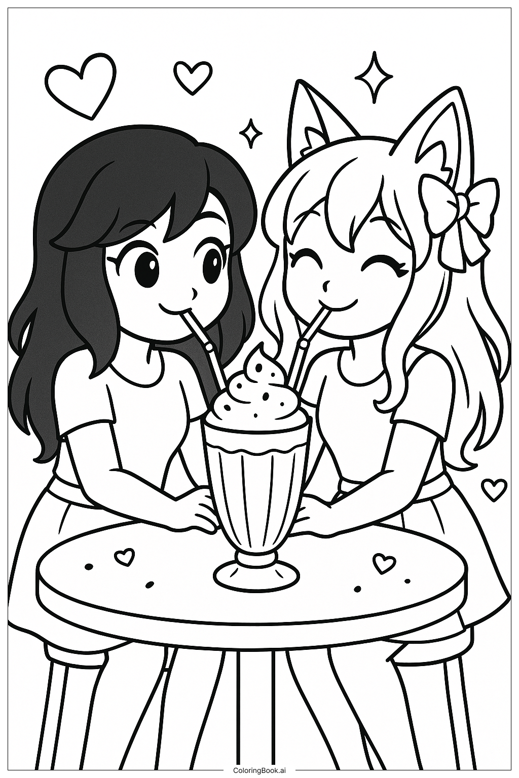  Aphmau And Kawaii~Chan Sharing A Milkshake Coloring Page 