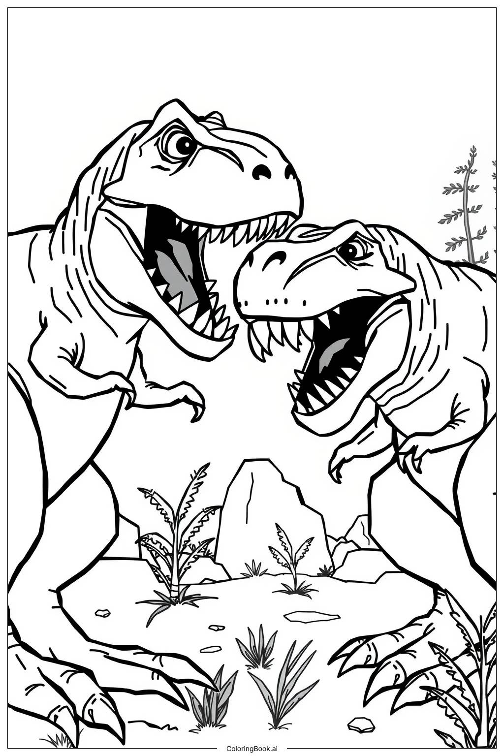  Jurassic World Battle of T-Rex and Indominus Coloring Page 