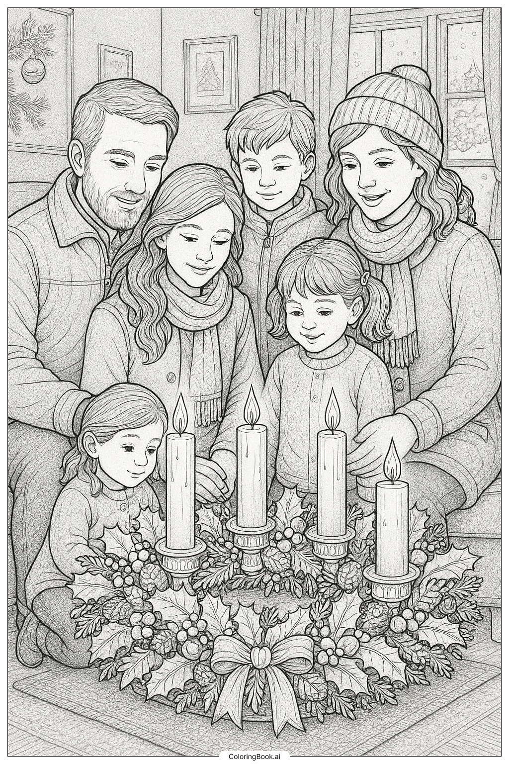 Family Gathering Around Advent Wreath