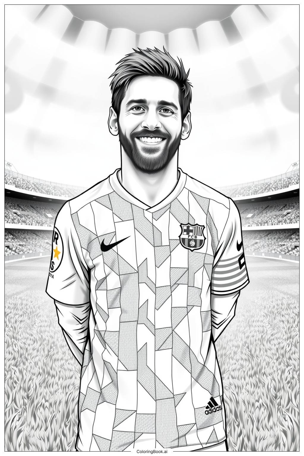  messi smiling in a jersey Coloring Page 