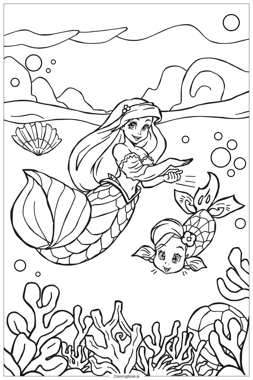  Page de coloriage ariel 