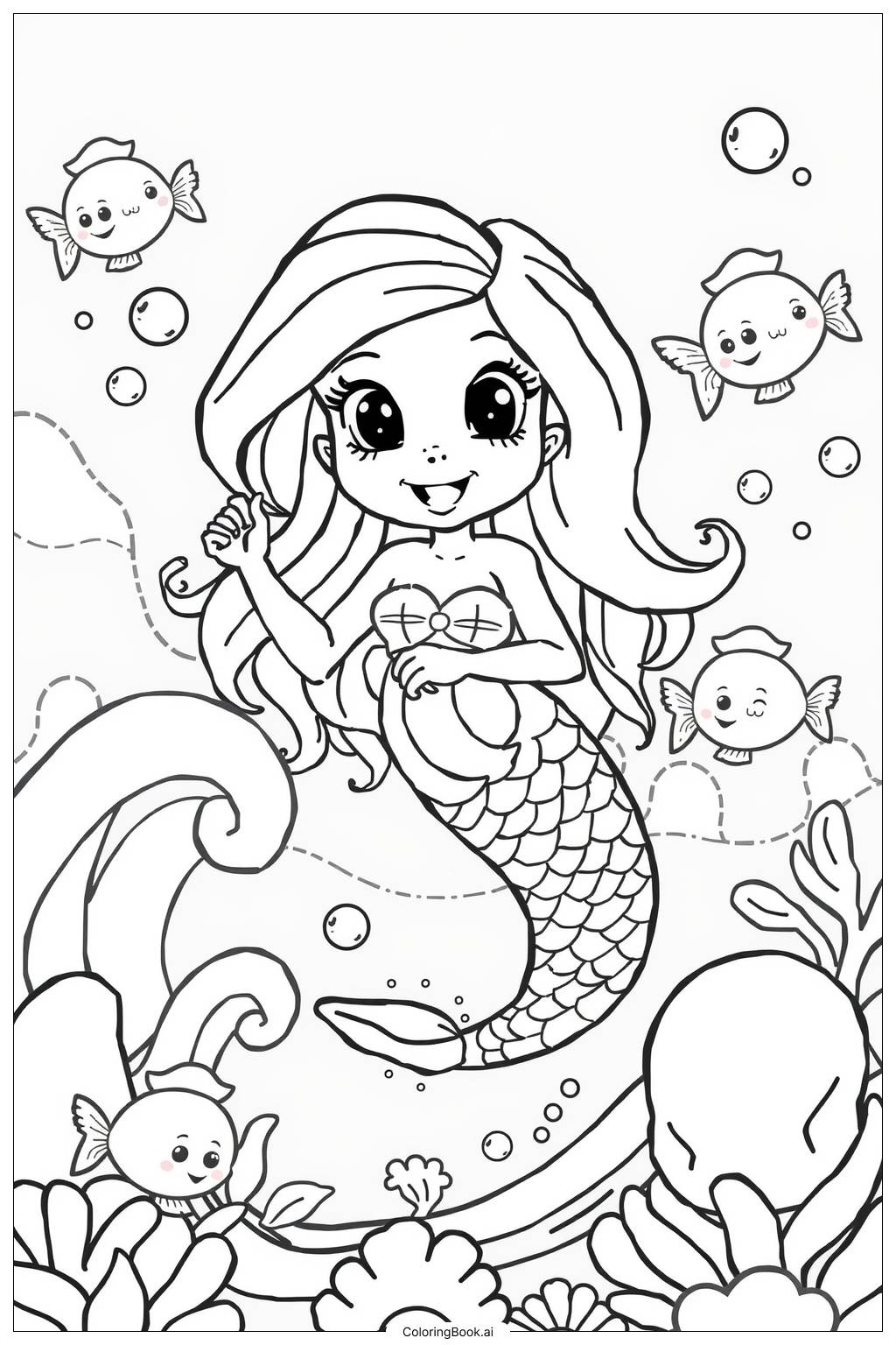  Page de coloriage Aventure sous-marine de la sirène 