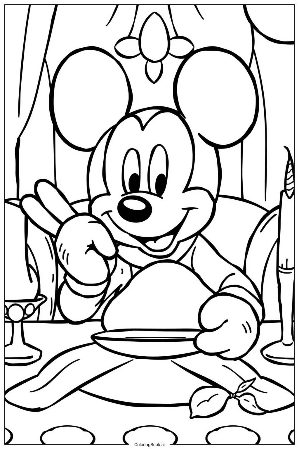  Página para colorear de Banquete de Acción de Gracias de Mickey Mouse 