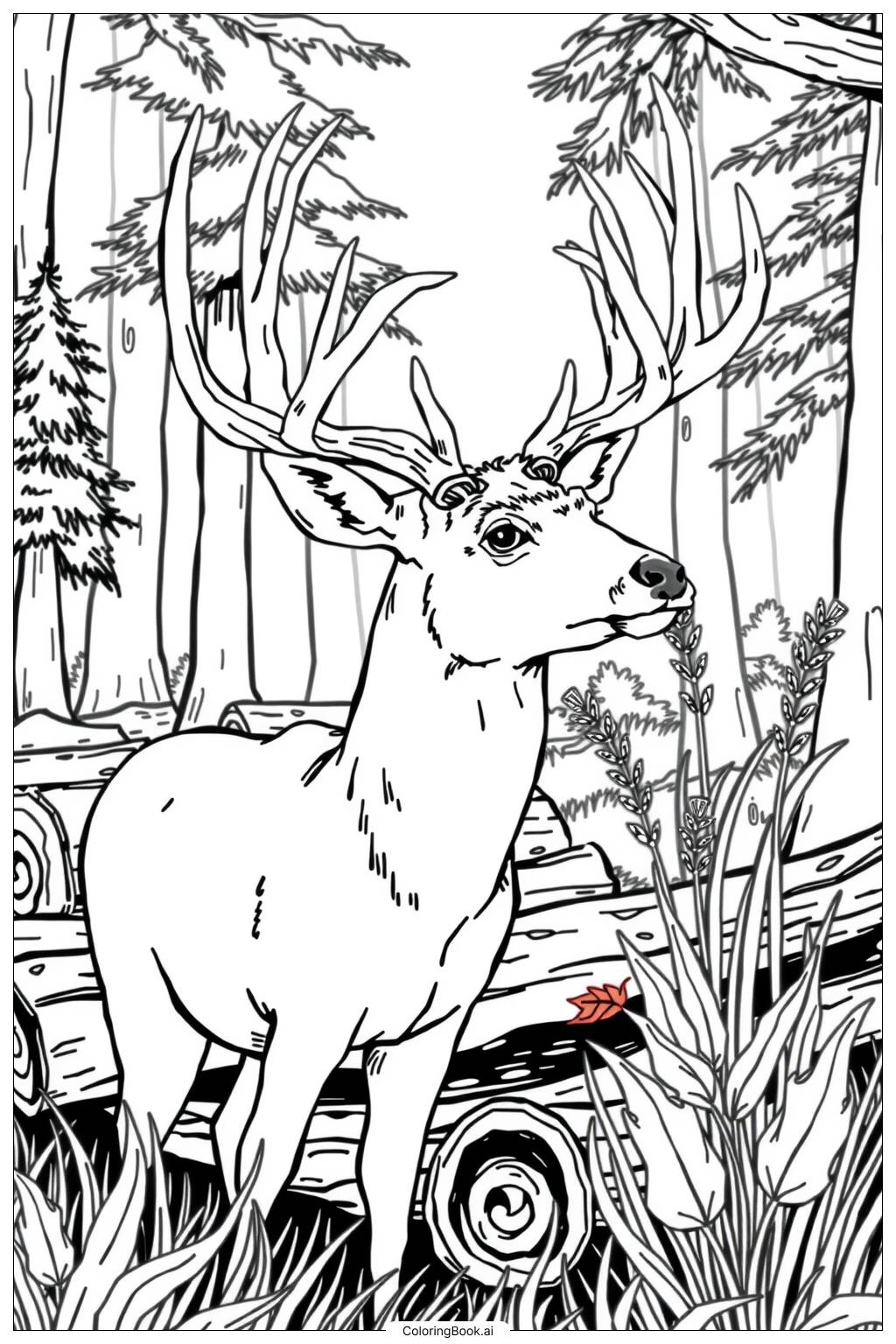  Page de coloriage Cerf de Virginie Buck-2 