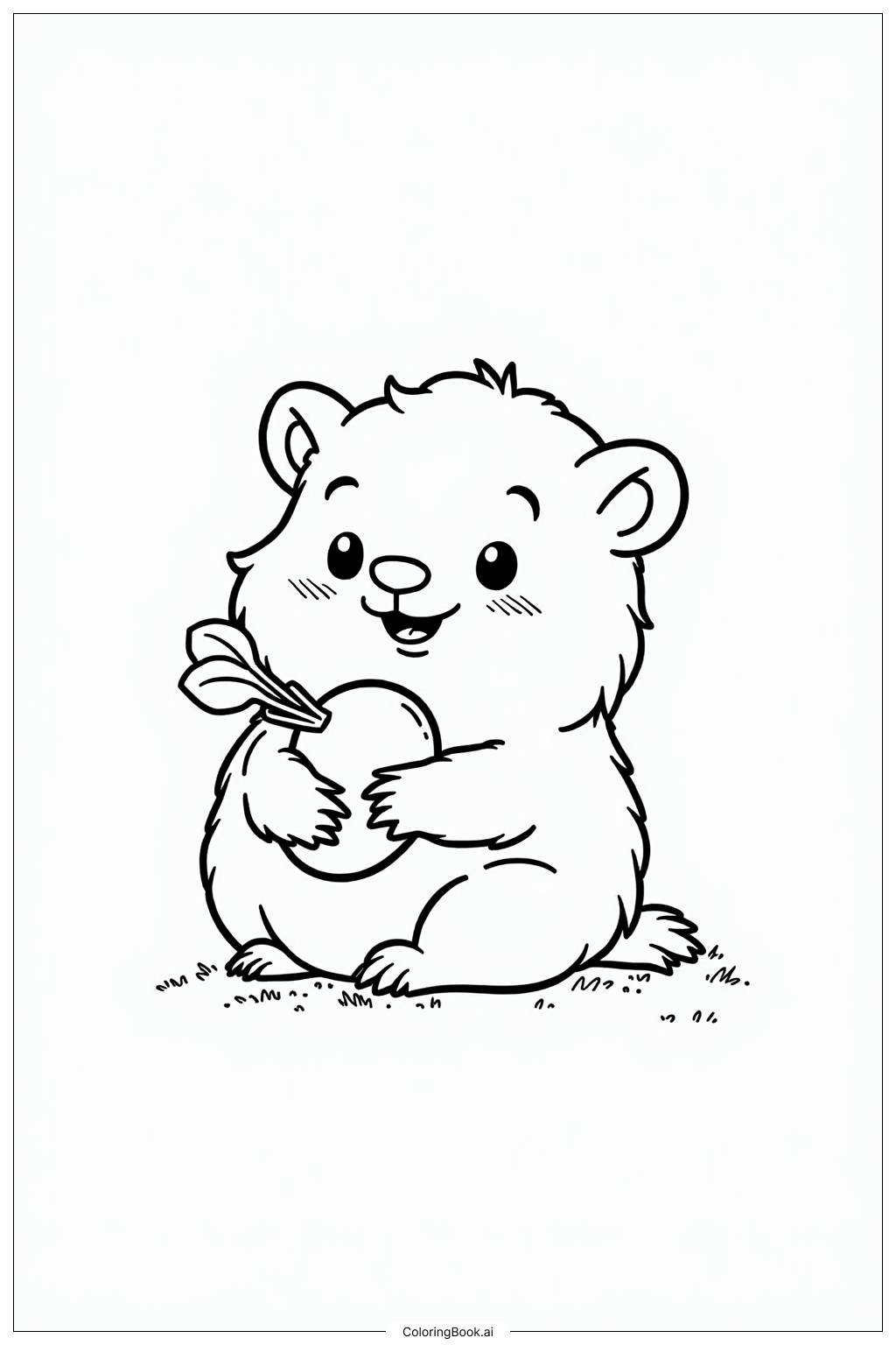  Page de coloriage Marmotte Manger des Légumes 