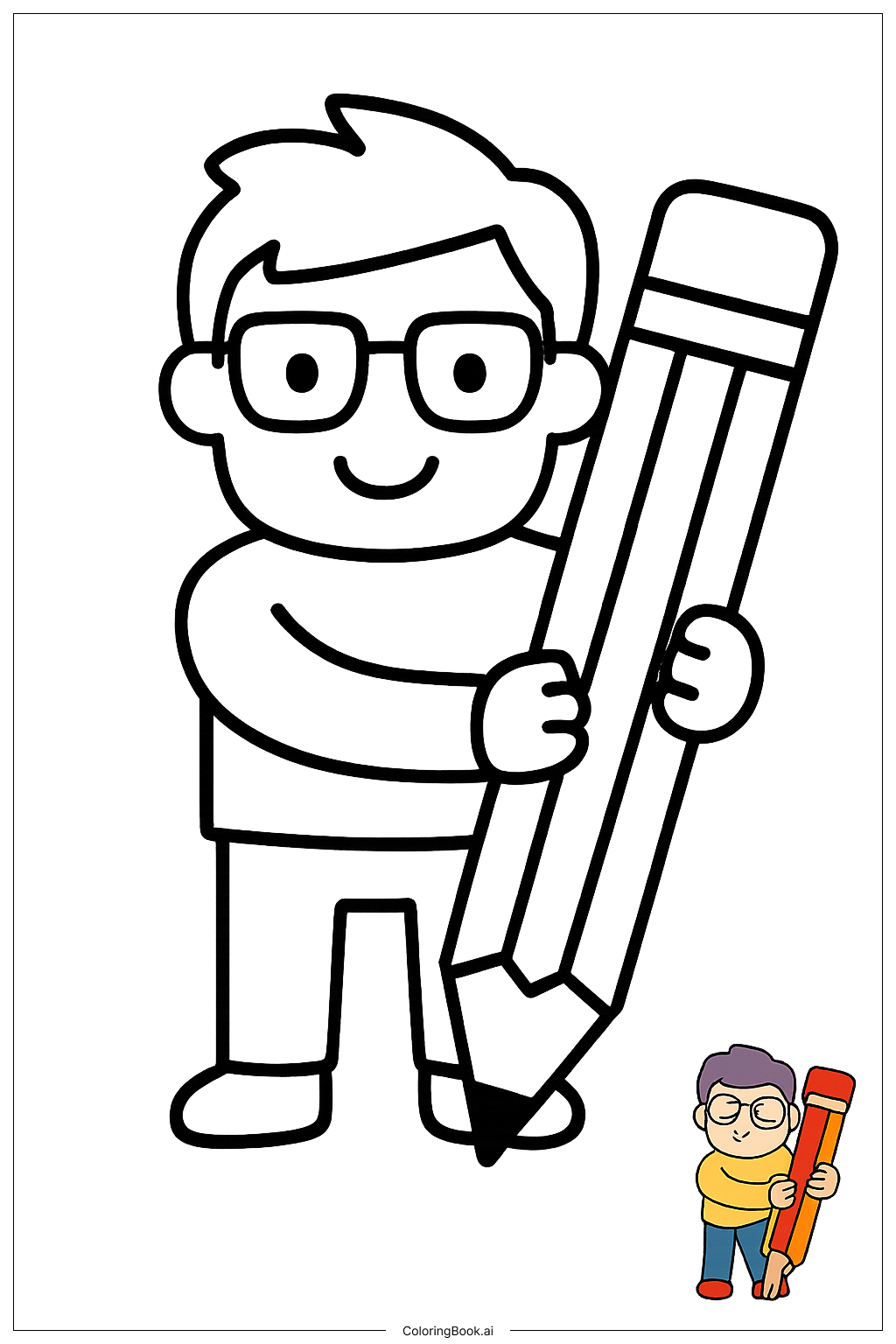  Justin Lankybox Holding a Giant Pencil Coloring Page 