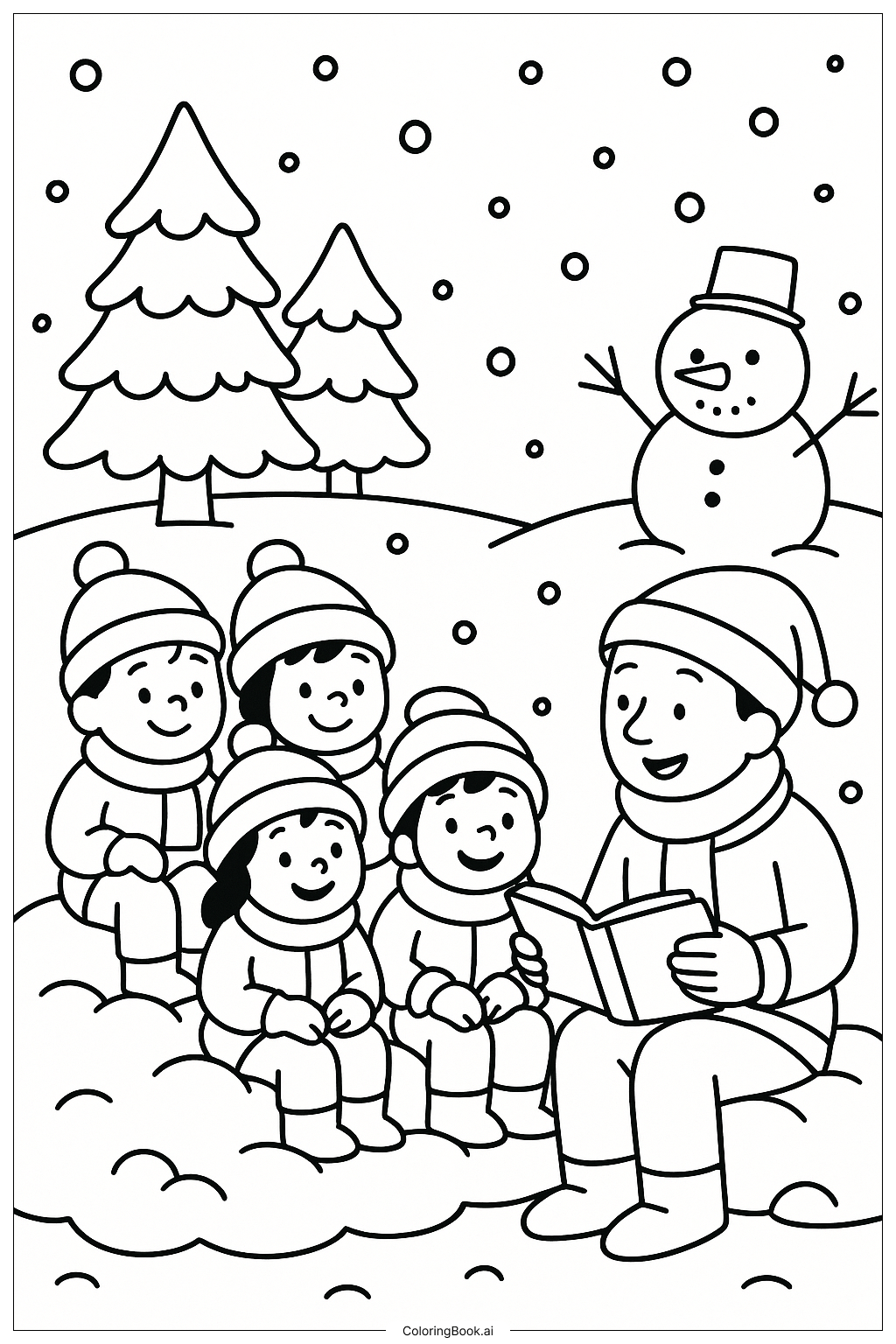  눈 오는 날 이야기 시간 색칠공부 페이지 