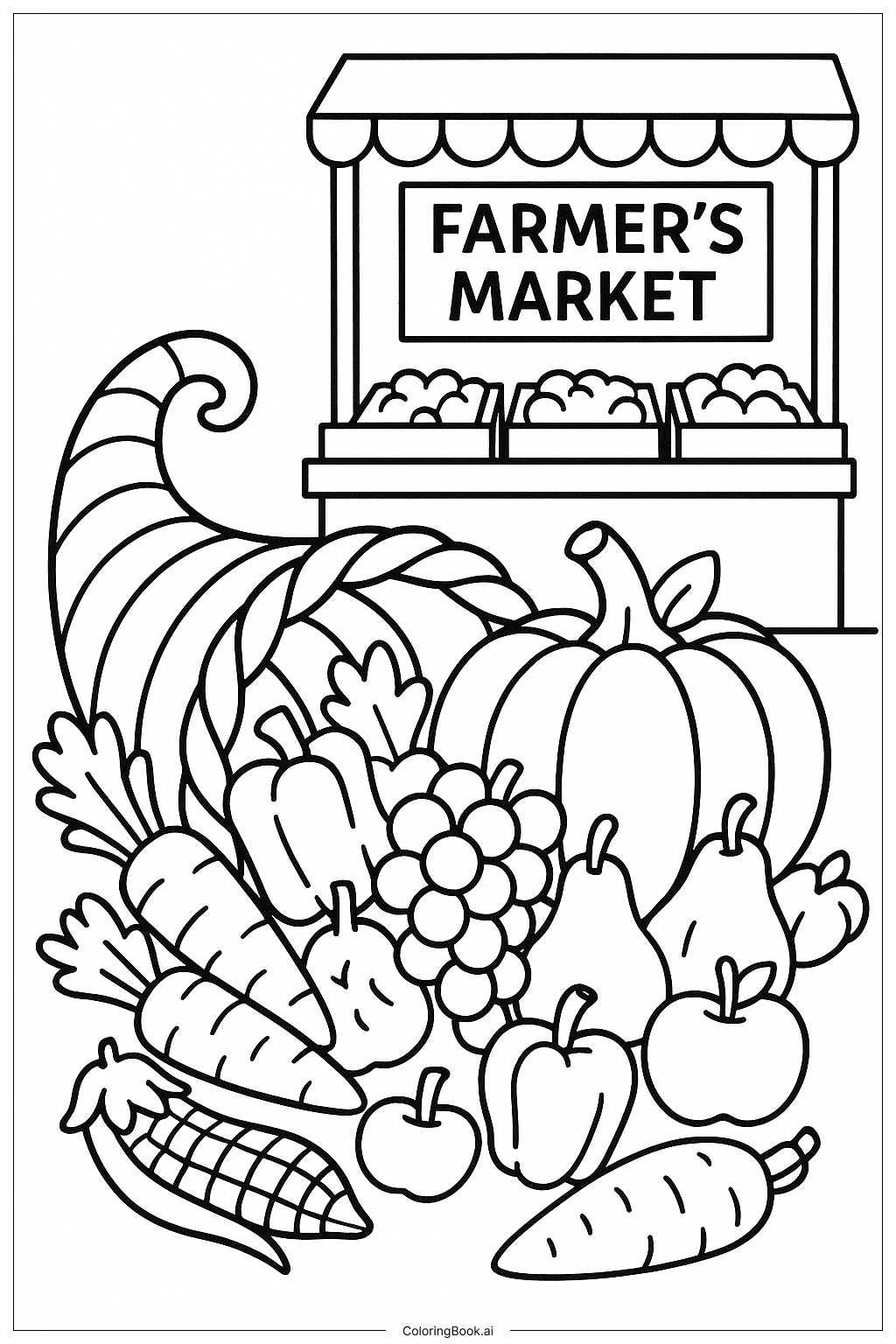  Trang tô màu A Farmer's Market Cornucopia 