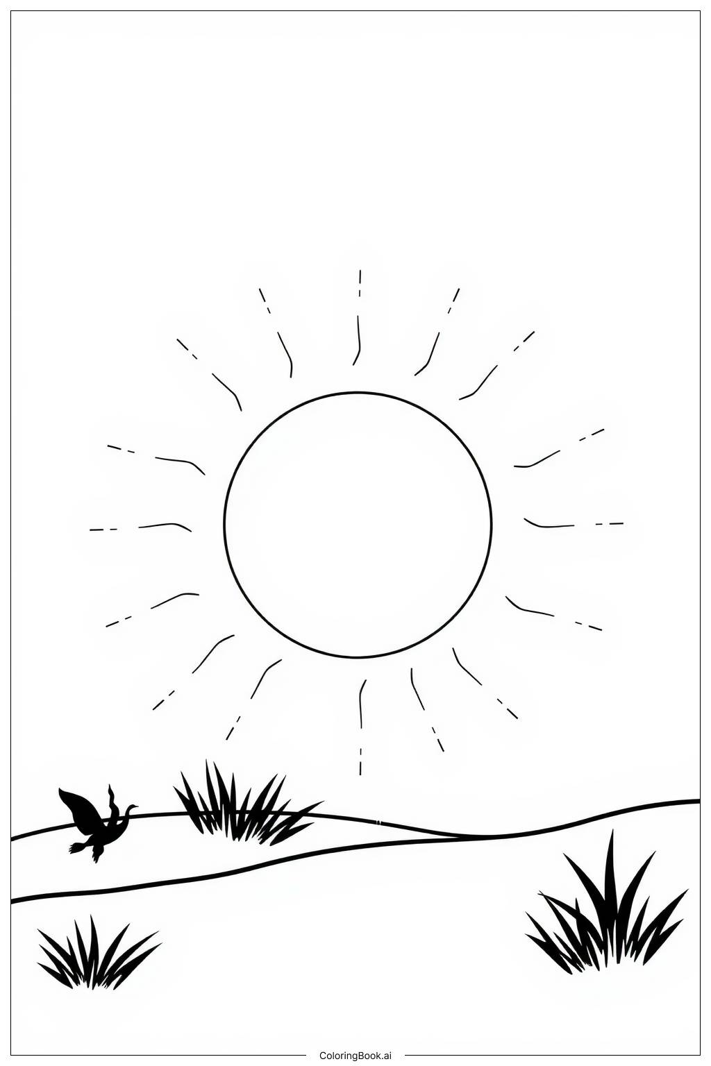  Página para colorear de Eclipse Solar Proyectando Sombras en el Suelo 