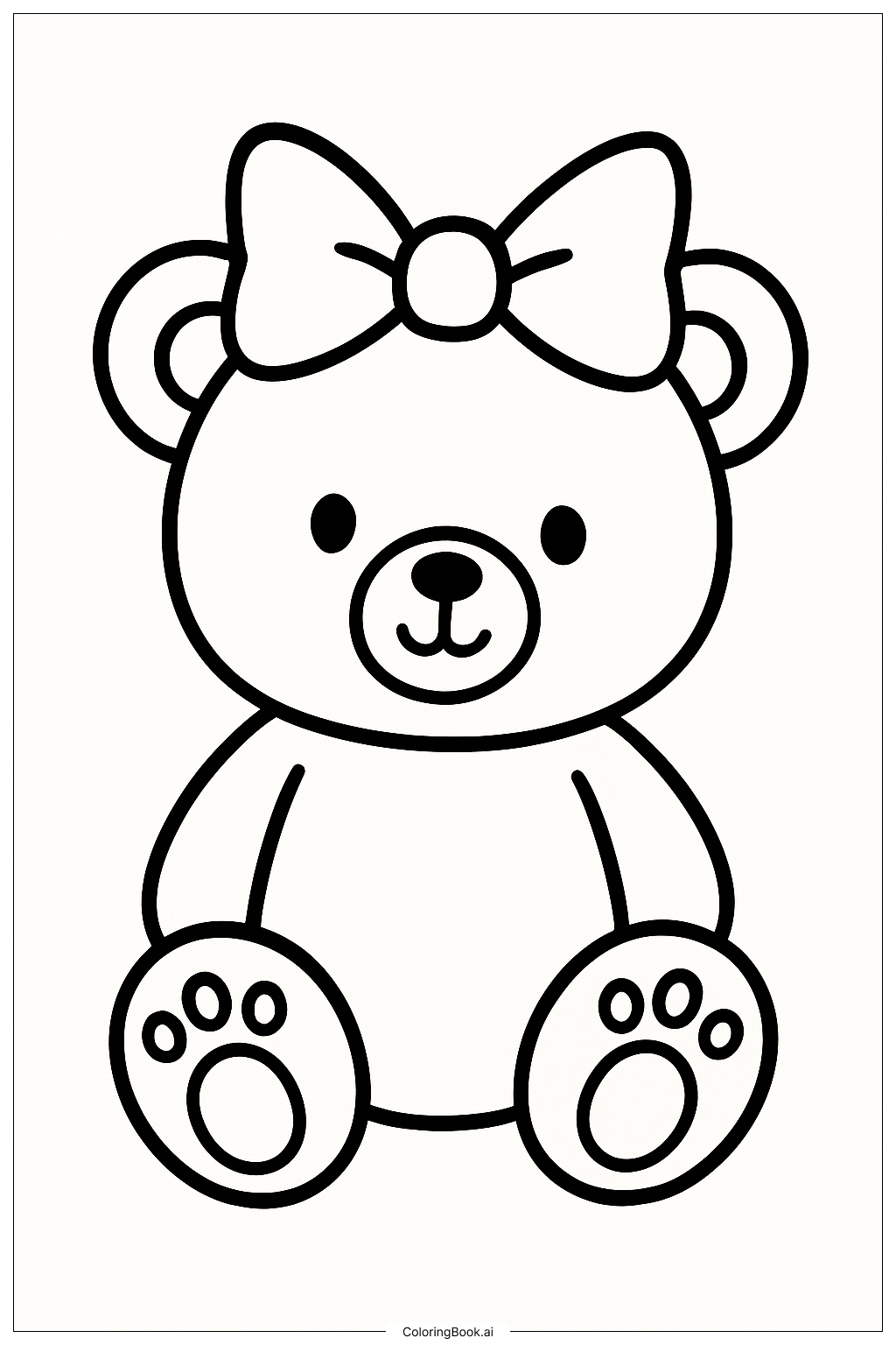  Girl Teddy Bear With A Hair Bow Coloring Page 