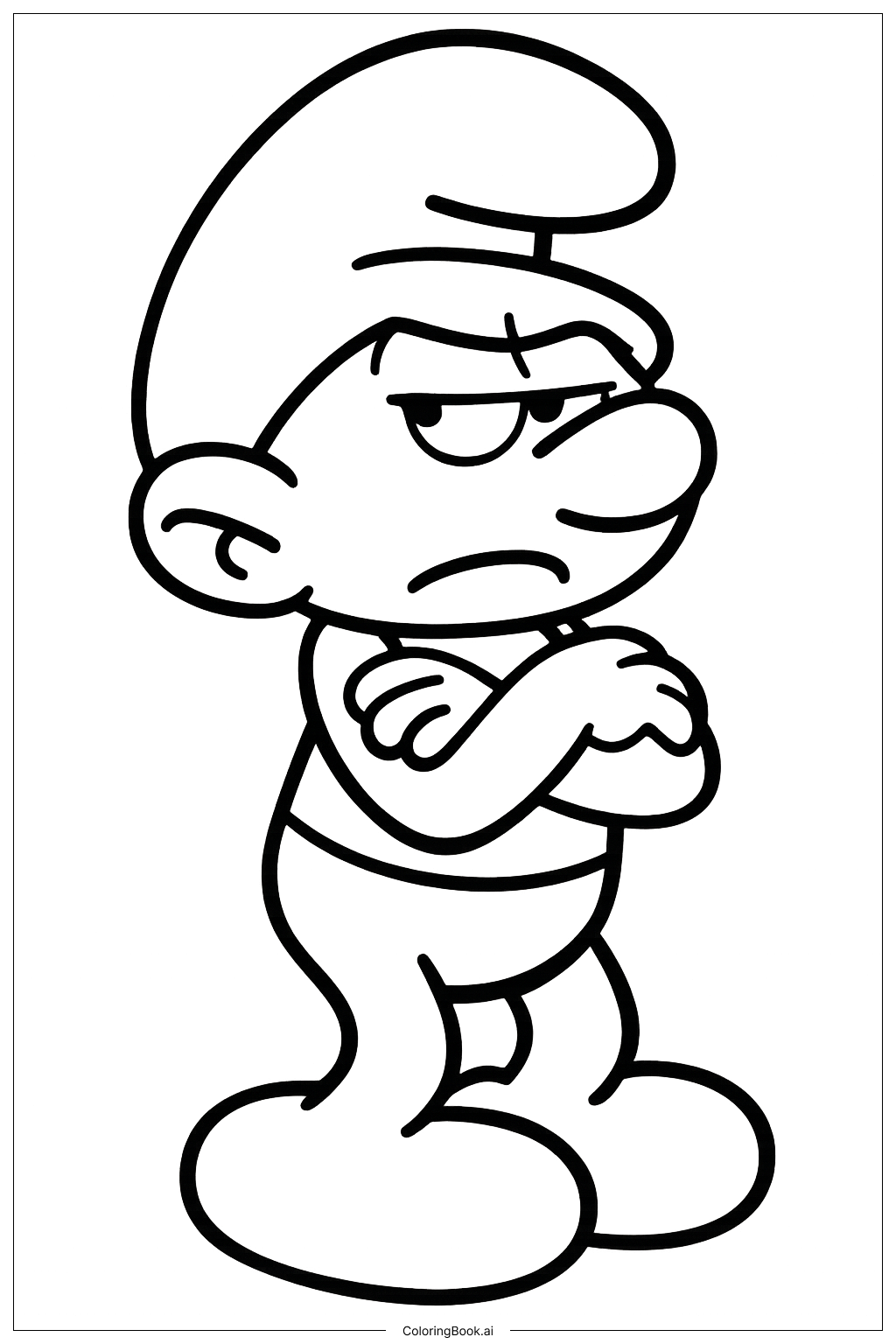  Grouchy Smurf With Arms Crossed Coloring Page 