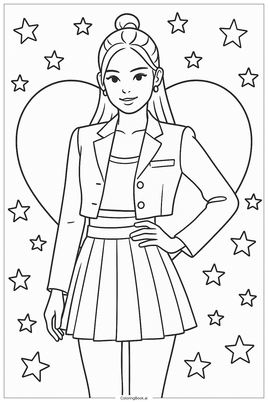  Página para colorir de Blackpink Jennie In A Fashion Photoshoot 