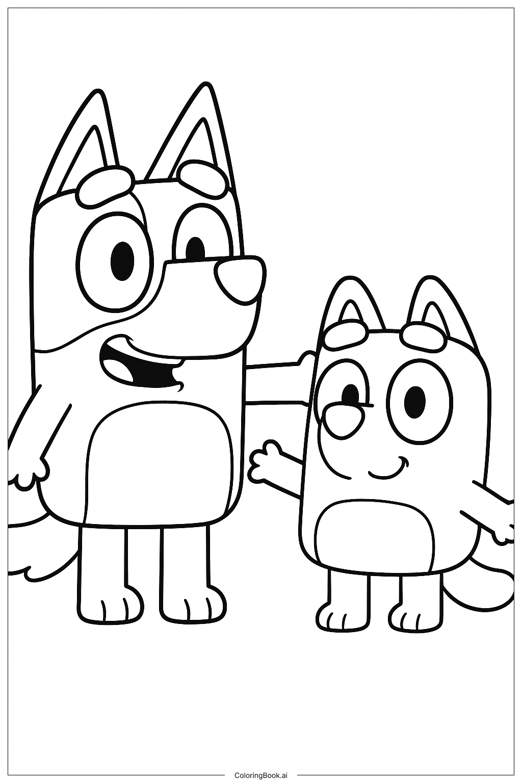  Página para colorir de Bluey com sua Prima Muffin 