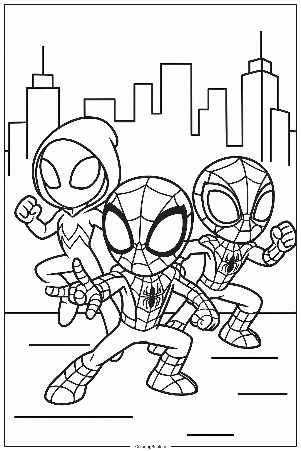  Página para colorear de Marvel's Spidey y sus increíbles amigos en equipo 