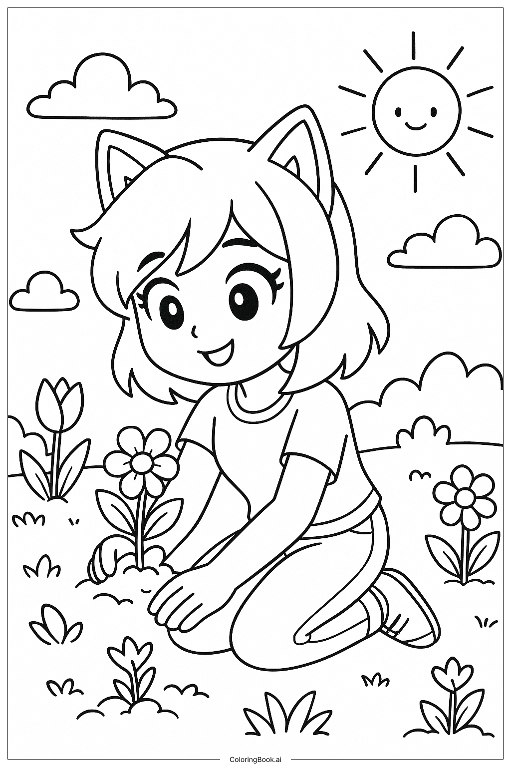  Aphmau Planting Flowers In A Garden Coloring Page 