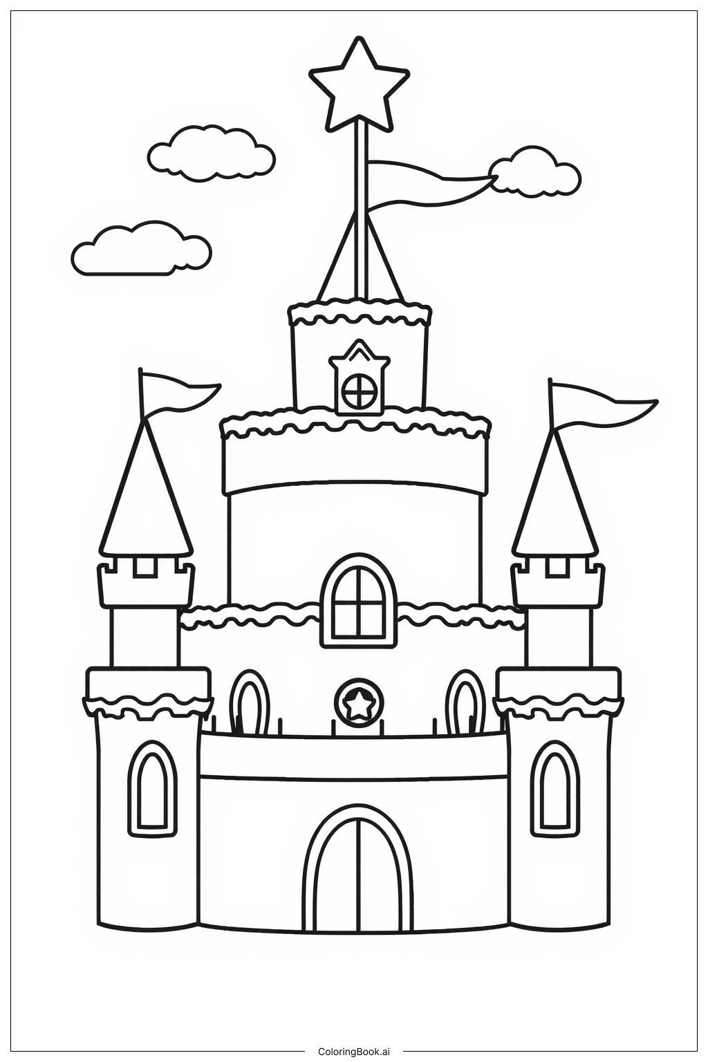  Magic Castle Birthday Cake Coloring Page 