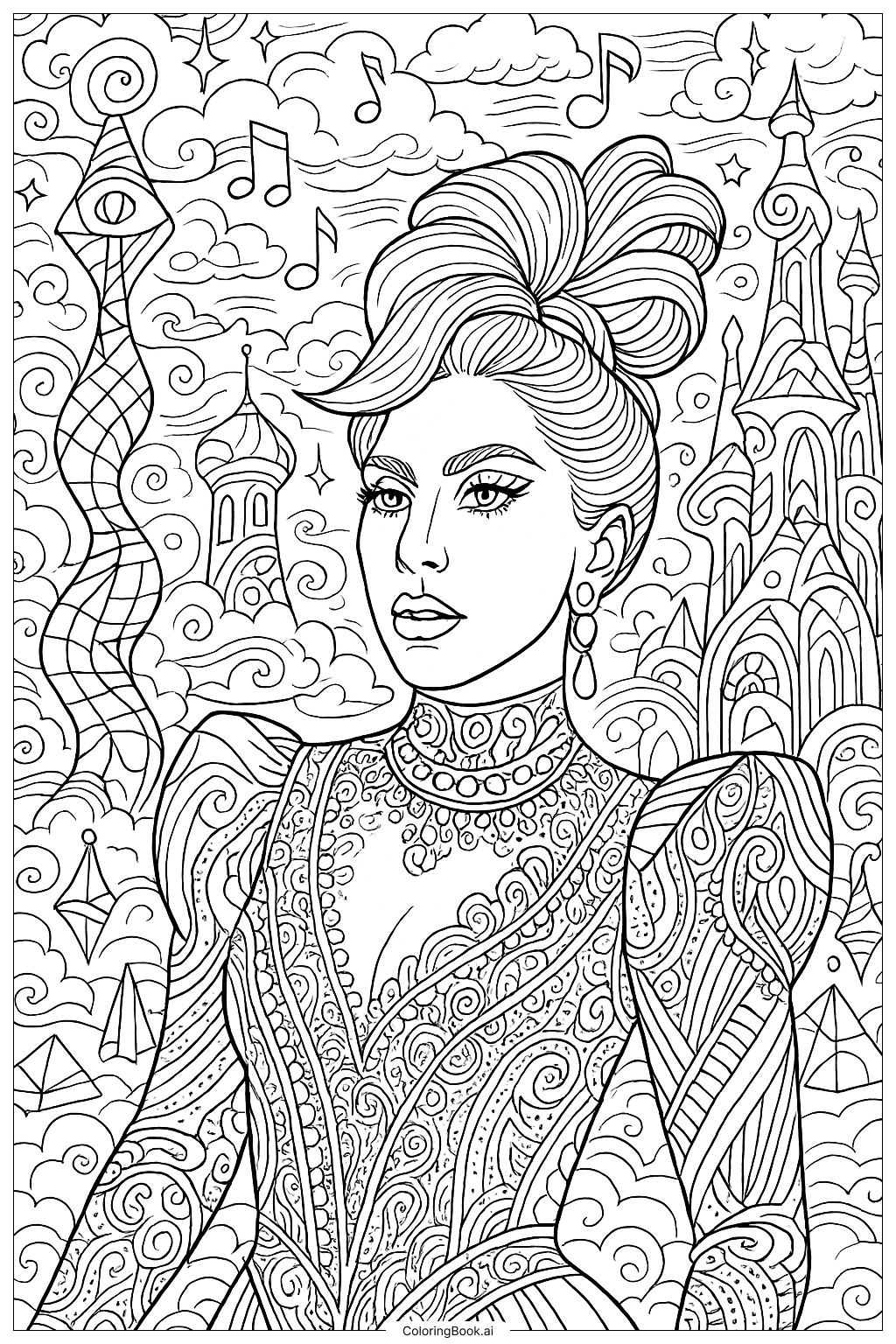  Lady Gaga In A Surreal Dreamscape Coloring Page 