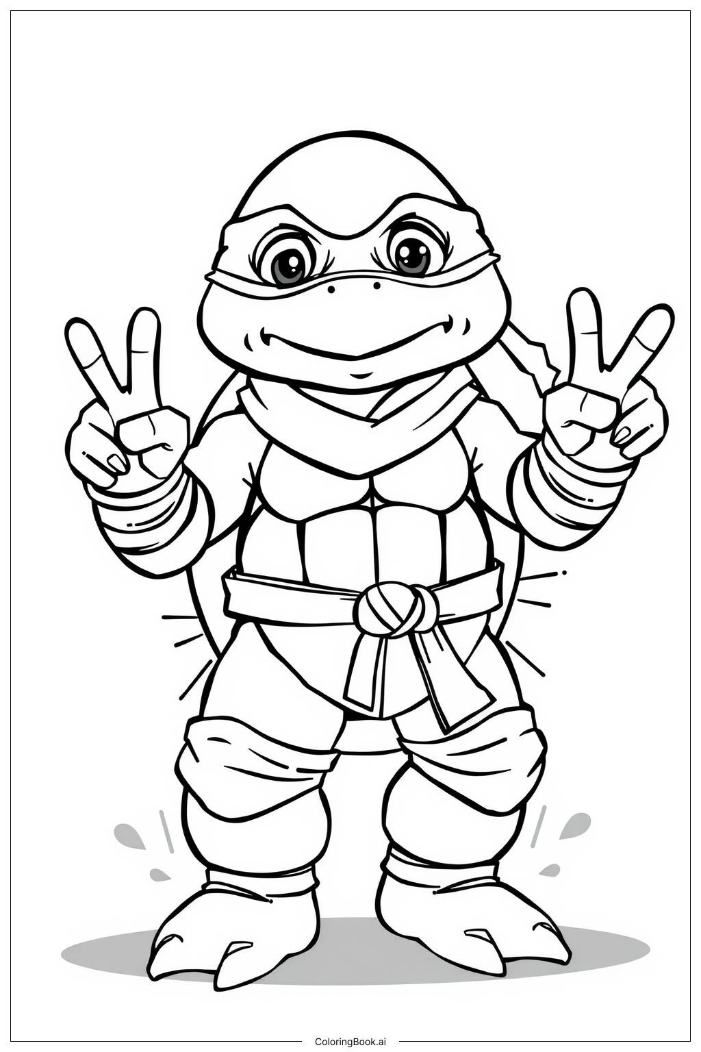  Page de coloriage la quête de la tortue ninja pour la justice et la paix 