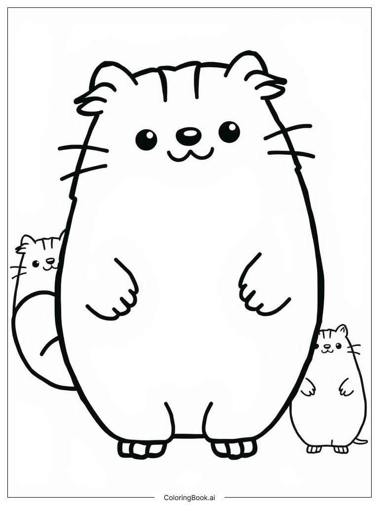  Pusheen Gardening With Flowers Coloring Page 