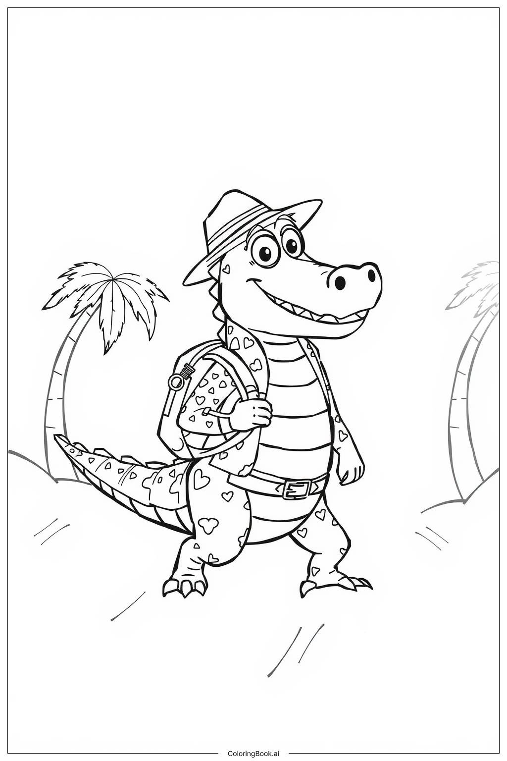  Page de coloriage Les aventures d'un crocodile courageux 