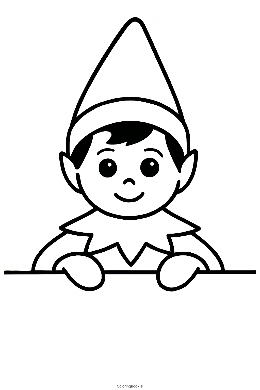  Página para colorir de Duende no Prateleira Espiando 