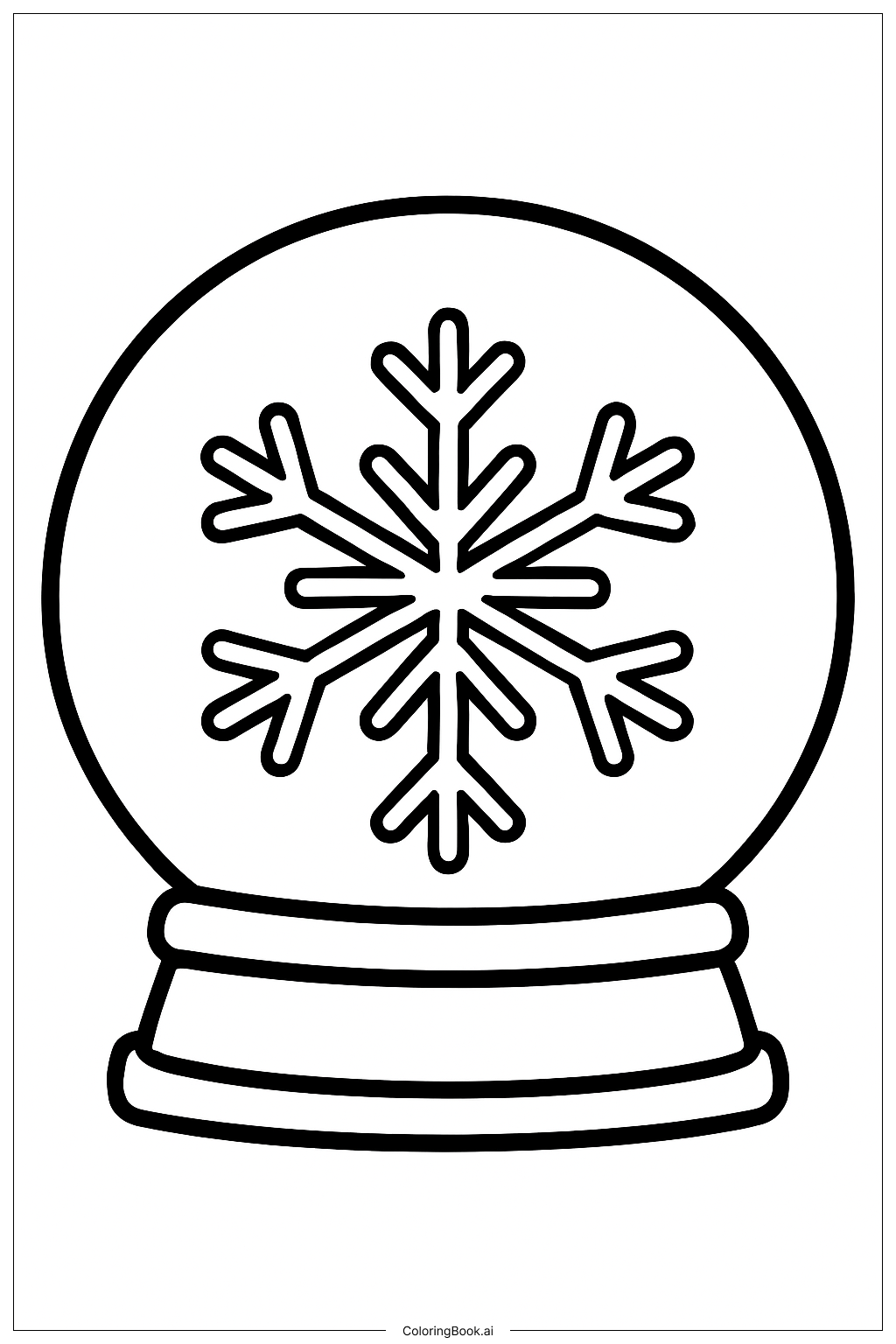 スノーフレークスノーグローブの塗り絵ページ