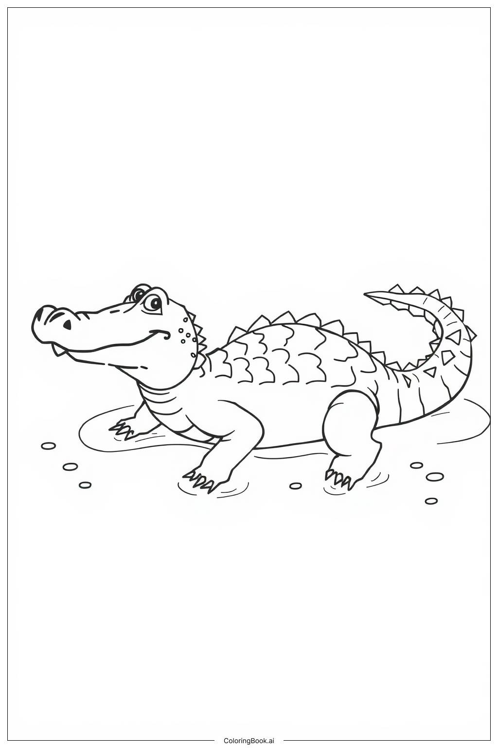  Page de coloriage Crocodile nageant sous l'eau 