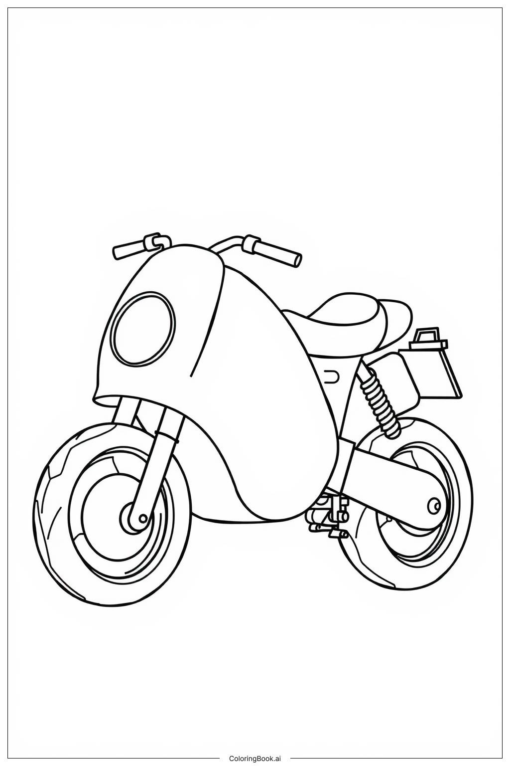  Página para colorear de Motocicleta Simple 