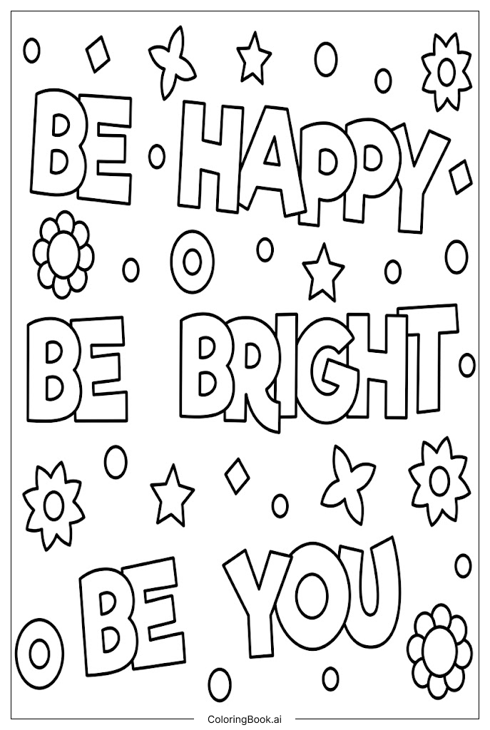  Página para colorear de Inspirador Sé Feliz Brilla Sé Tú 