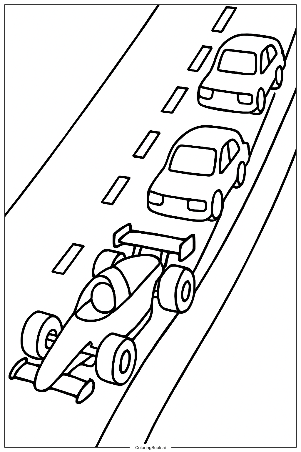 赛车并入高速公路交通填色页