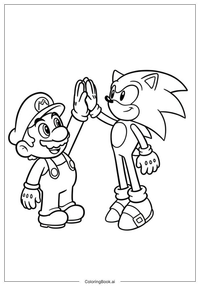  Page de coloriage Mario Et Sonic Se Frotte Les Mains 