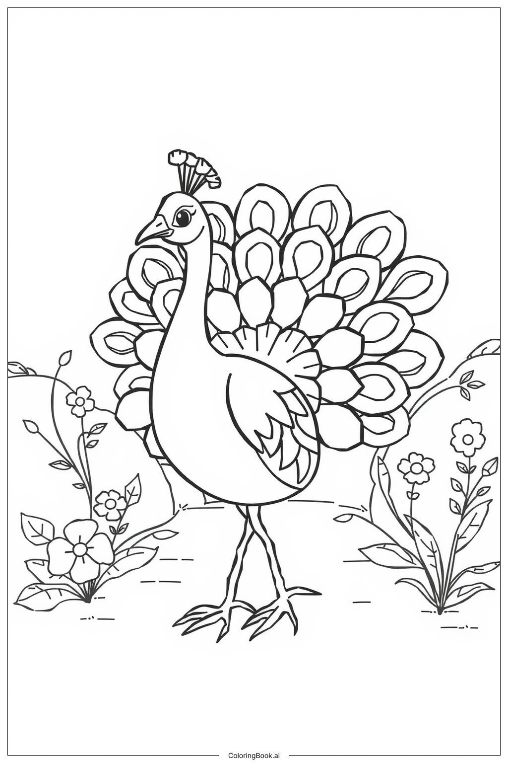  peacock in royal garden Coloring Page 