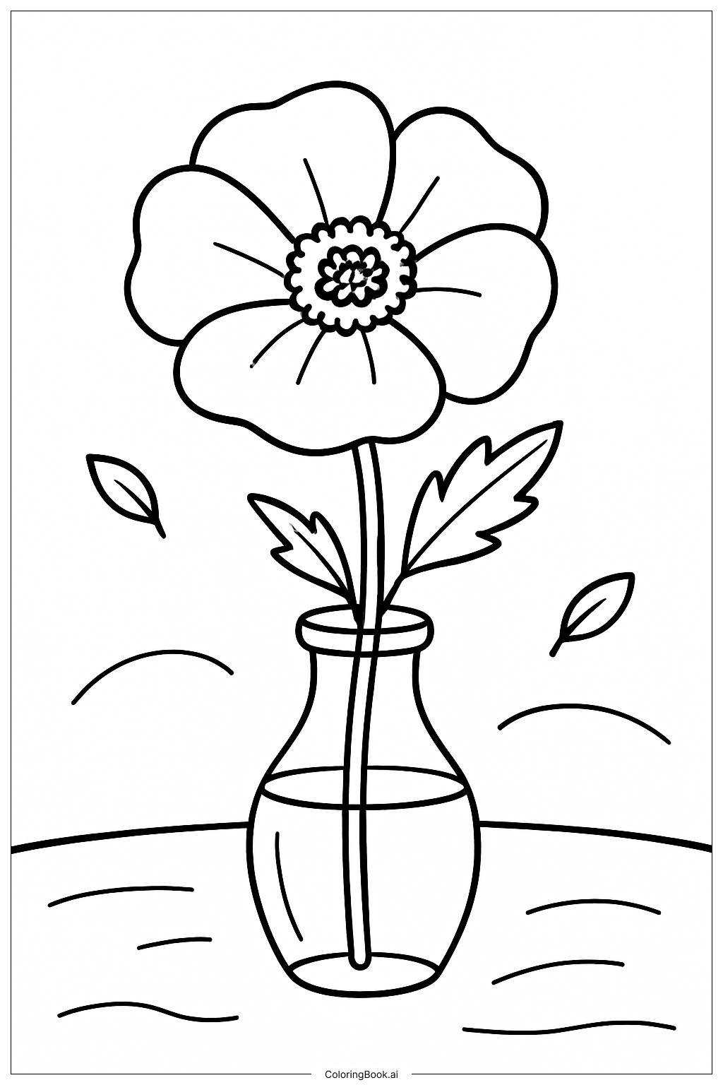  Trang tô màu Hoa Anh Túc Trong Bình Thủy Tinh 