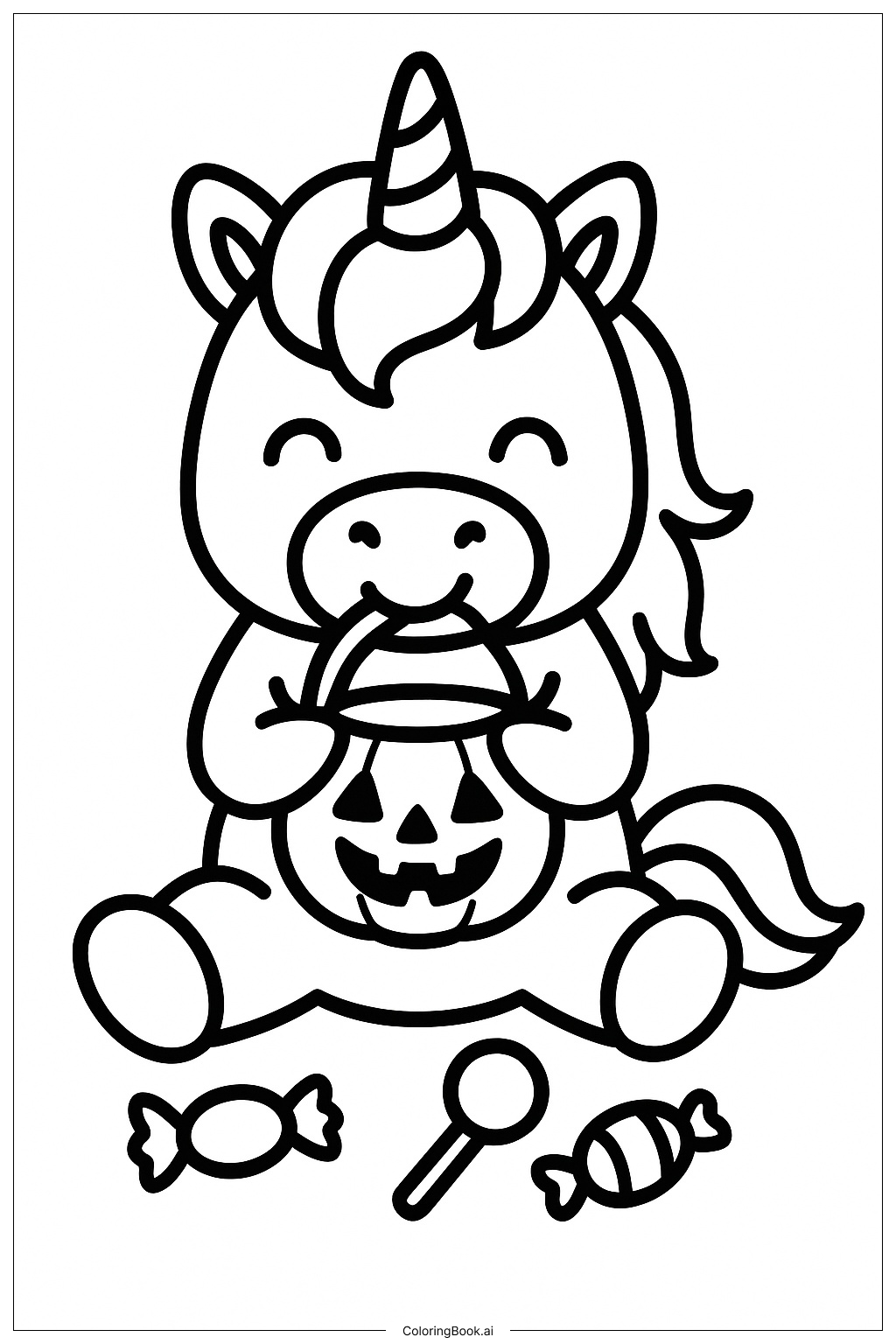 ユニコーンのハロウィン お菓子を食べる