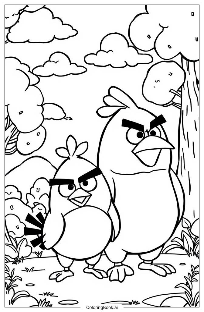  Página para colorear de Escena de la película de Angry Birds 