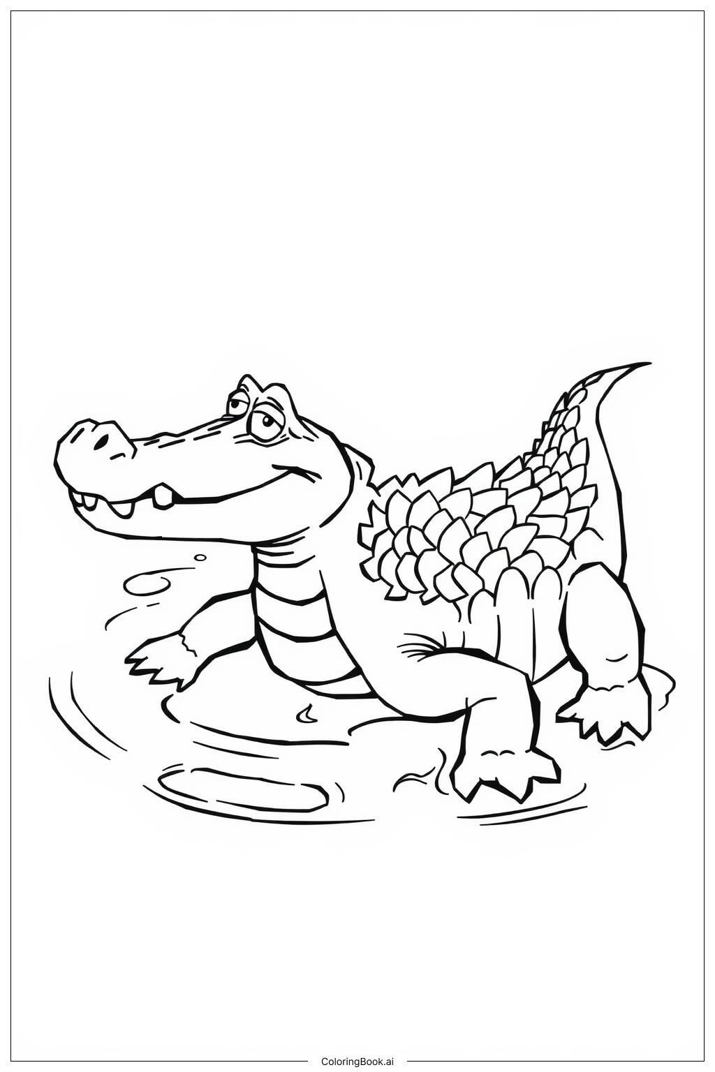  Crocodile in the River Coloring Page 