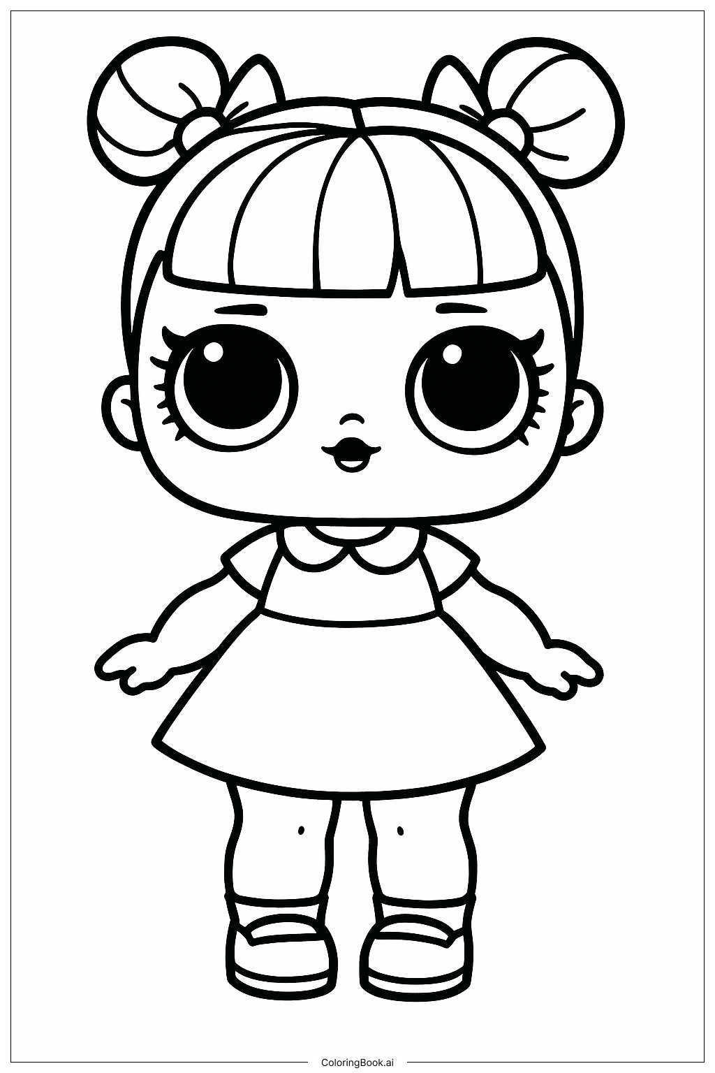 Página para colorir de Boneca Lol Estilo Chibi