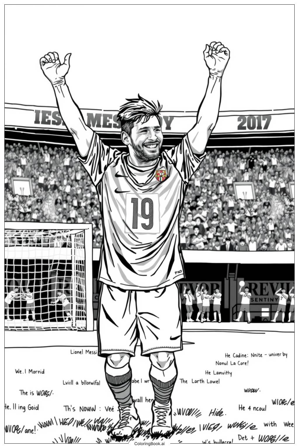  messi celebrating a goal-2 Coloring Page 