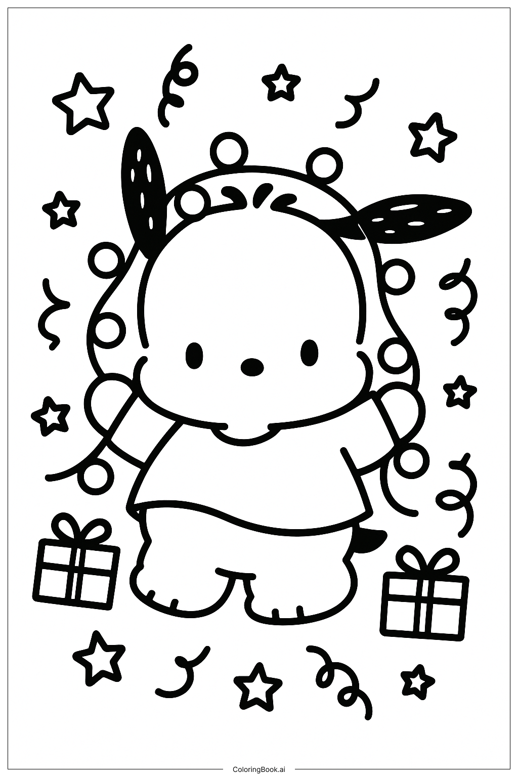 Pochacco与节日灯光填色页