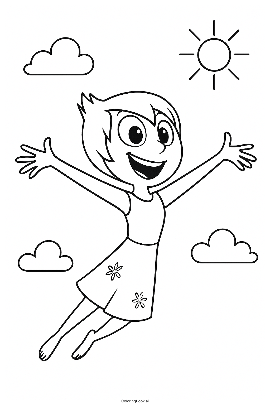 Inside Out Joy Flying Happily Coloring Page