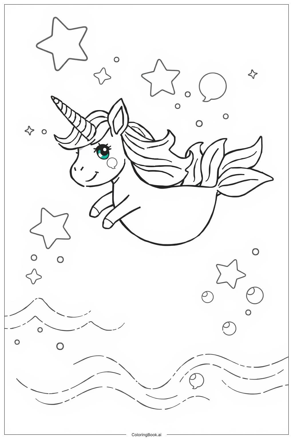  Page de coloriage Rêves de Licorne et de Sirène 