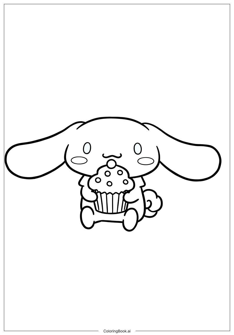  Trang tô màu Cinnamoroll Cầm Một Chiếc Bánh Muffin 