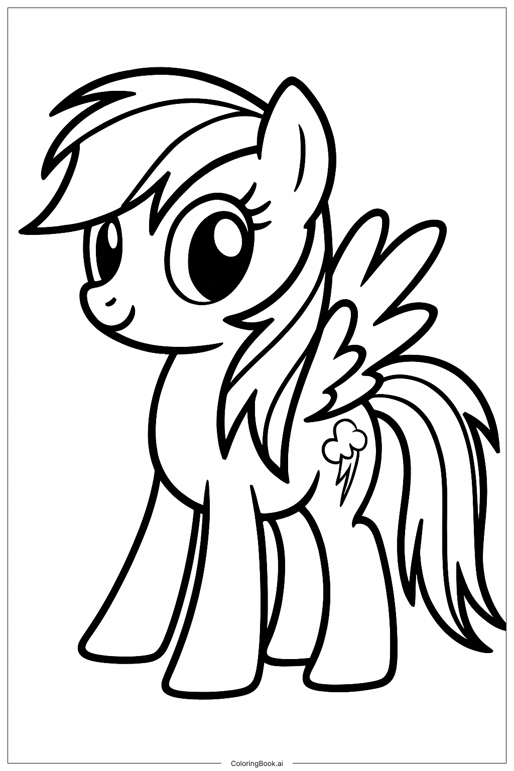 Página para colorear de Un dibujo sencillo de Rainbow Dash 